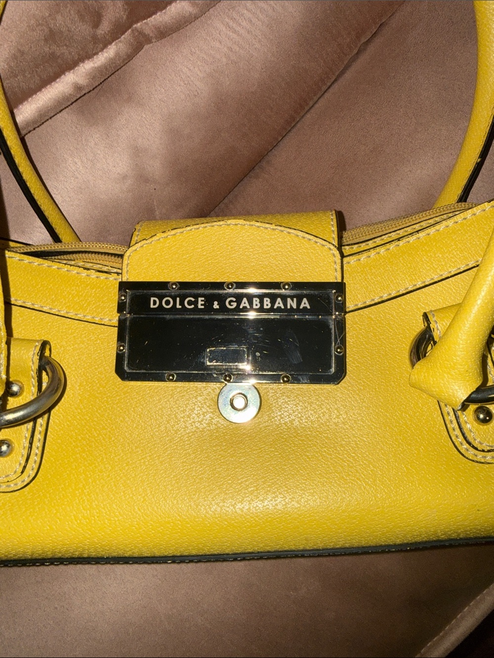 Bright Yellow Structured Shoulder Bag with Silver Accent - Picture 11 of 11